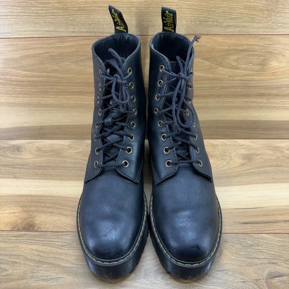 Dr Martens Shriver Hi Boots Womens 8 Black Leather Chunky Combat Heel - Picture 5 of 11